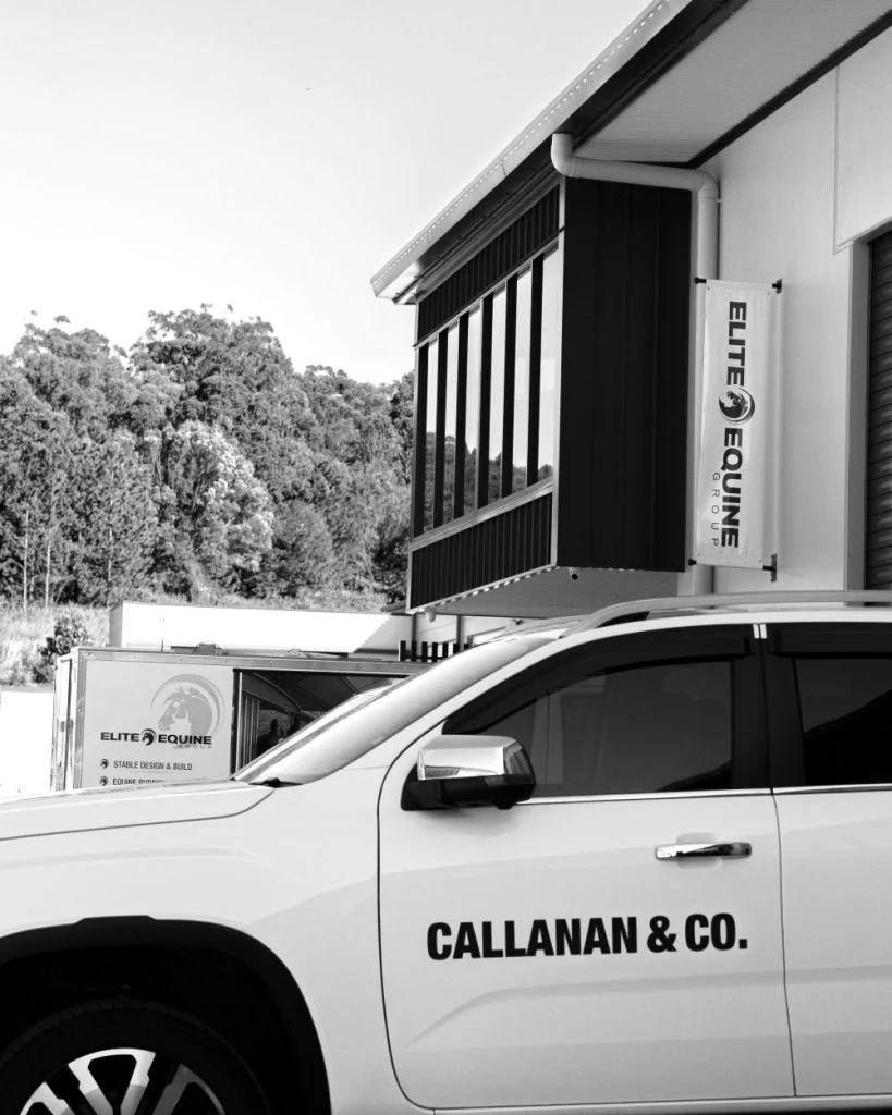 A Callanan & Co. vehicle outside the Elite Equine Group building