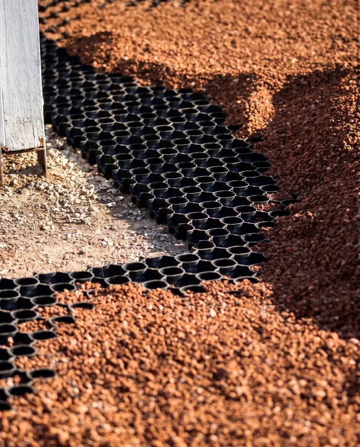 Trexpave stabilisation grid laid under gravel